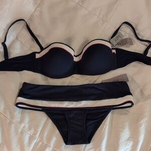 Stylish Navy and White Bikini Set